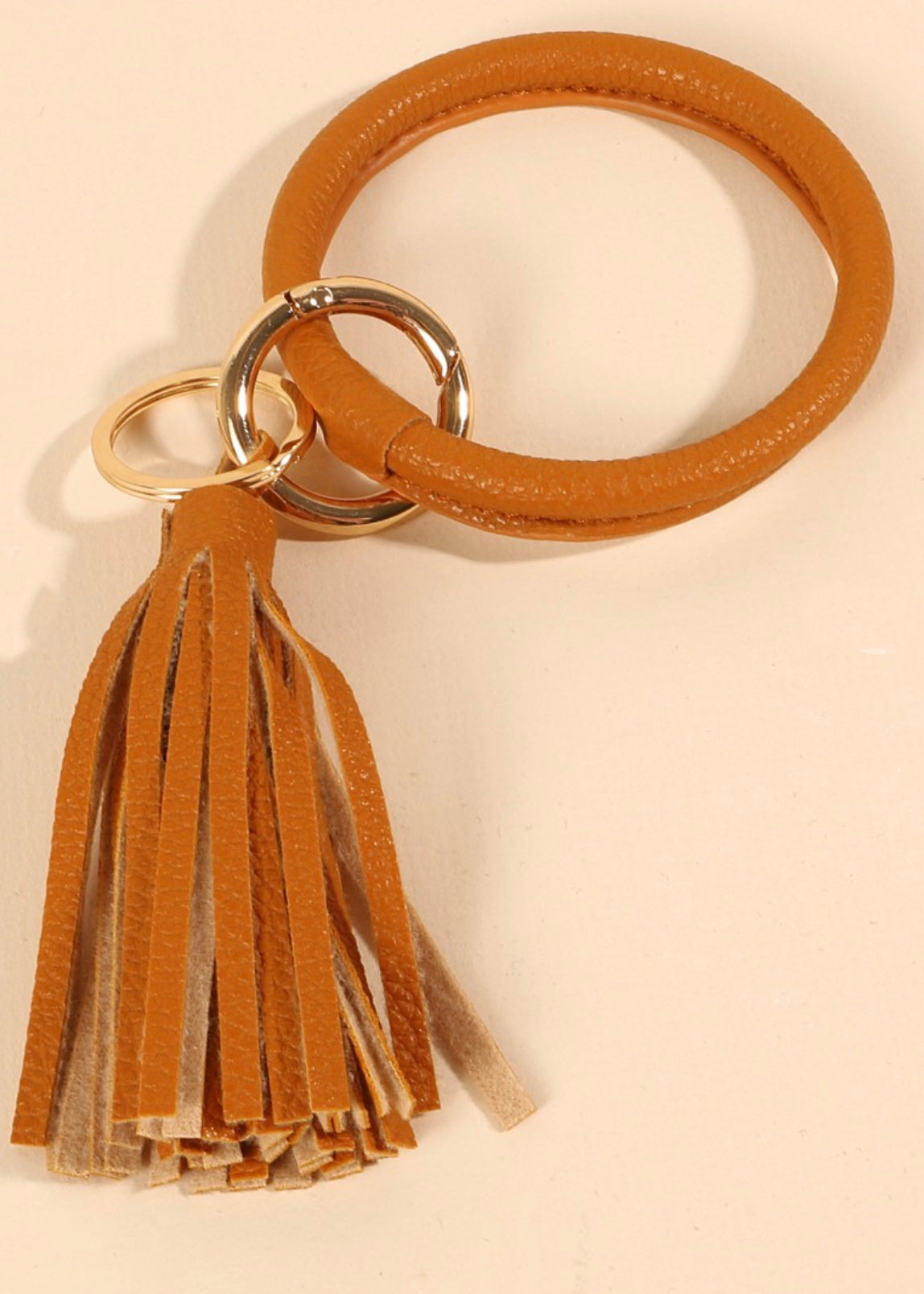 Cognac Leather Tassel Key Ring Accessories