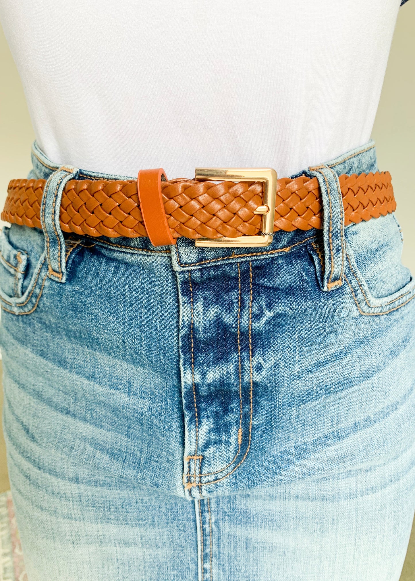 Cognac Woven Belt Accessories