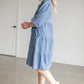 Collared Denim Tiered Midi Shirt Dress Dresses