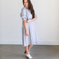 Collared Denim Tiered Midi Shirt Dress Dresses