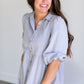 Collared Denim Tiered Midi Shirt Dress Dresses