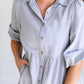 Collared Denim Tiered Midi Shirt Dress Dresses