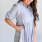 Collared Denim Tiered Midi Shirt Dress Dresses
