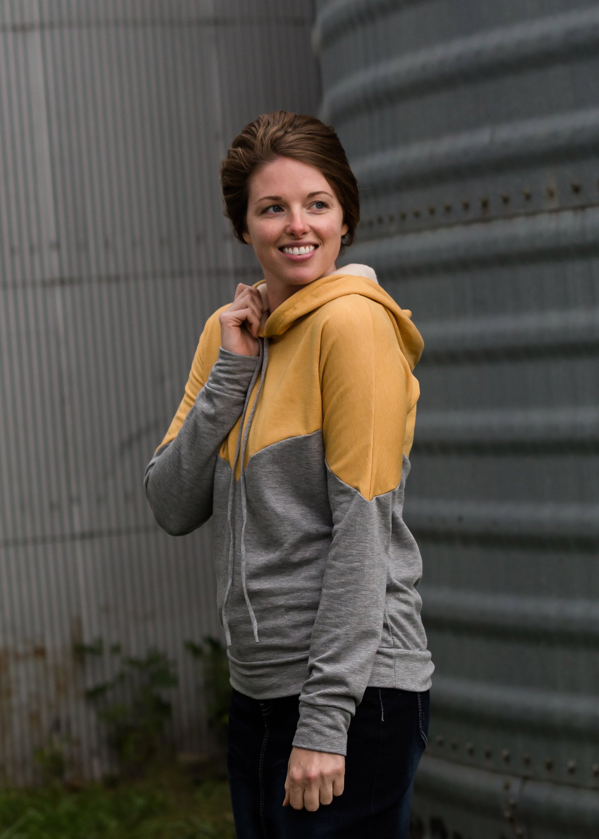 Color Block French Terry Hooded Sweatshirt - FINAL SALE Tops