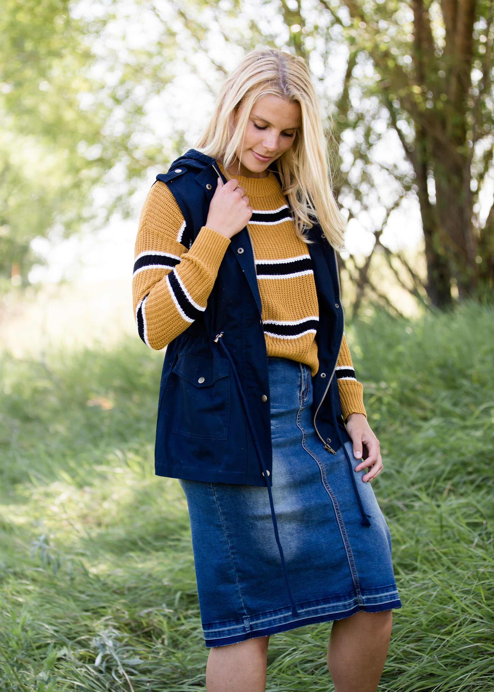 mustard color block boxy knit sweater