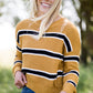mustard color block boxy knit sweater