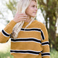 mustard color block boxy knit sweater
