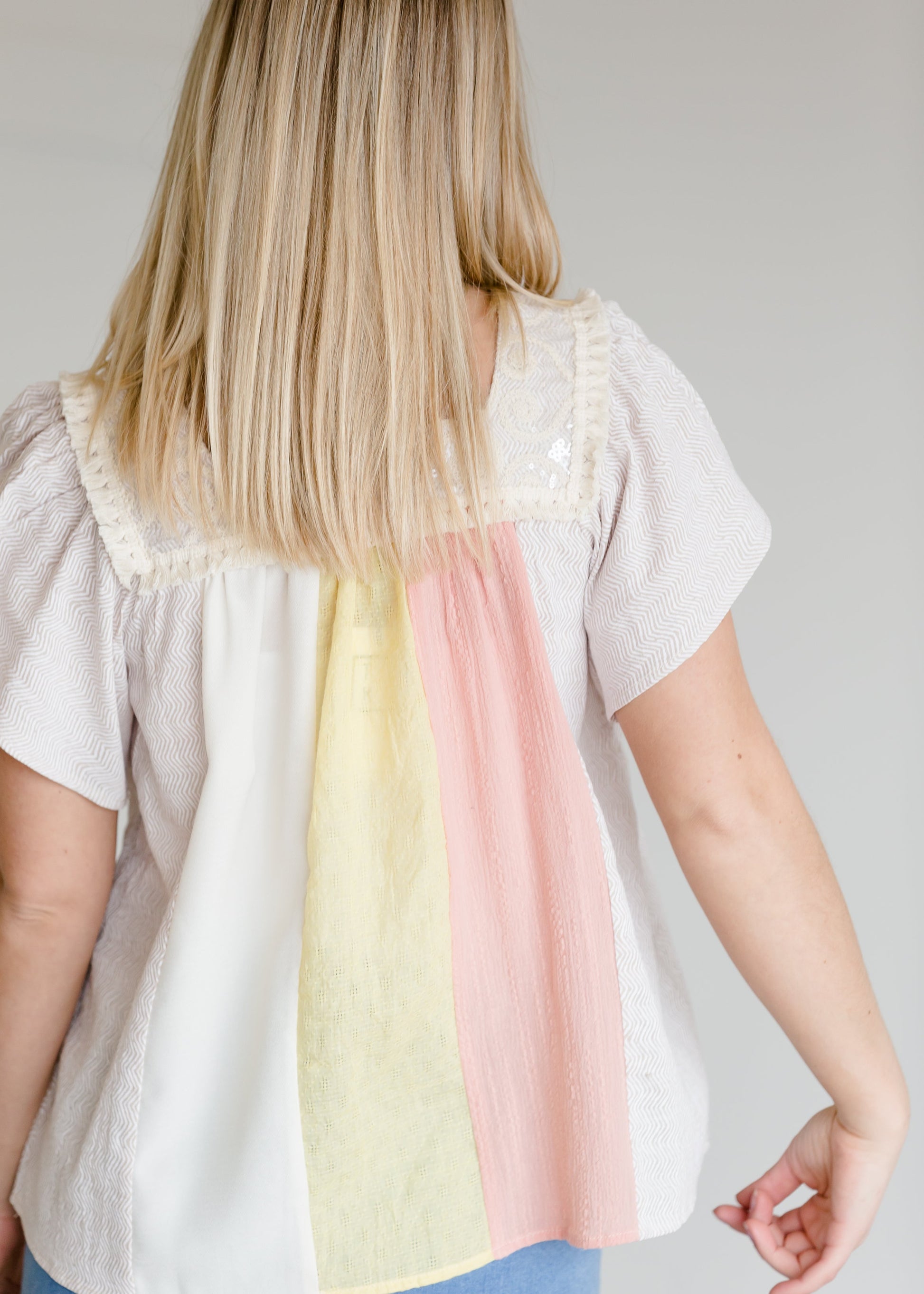 Color Block Mixed Media Top - FINAL SALE Tops
