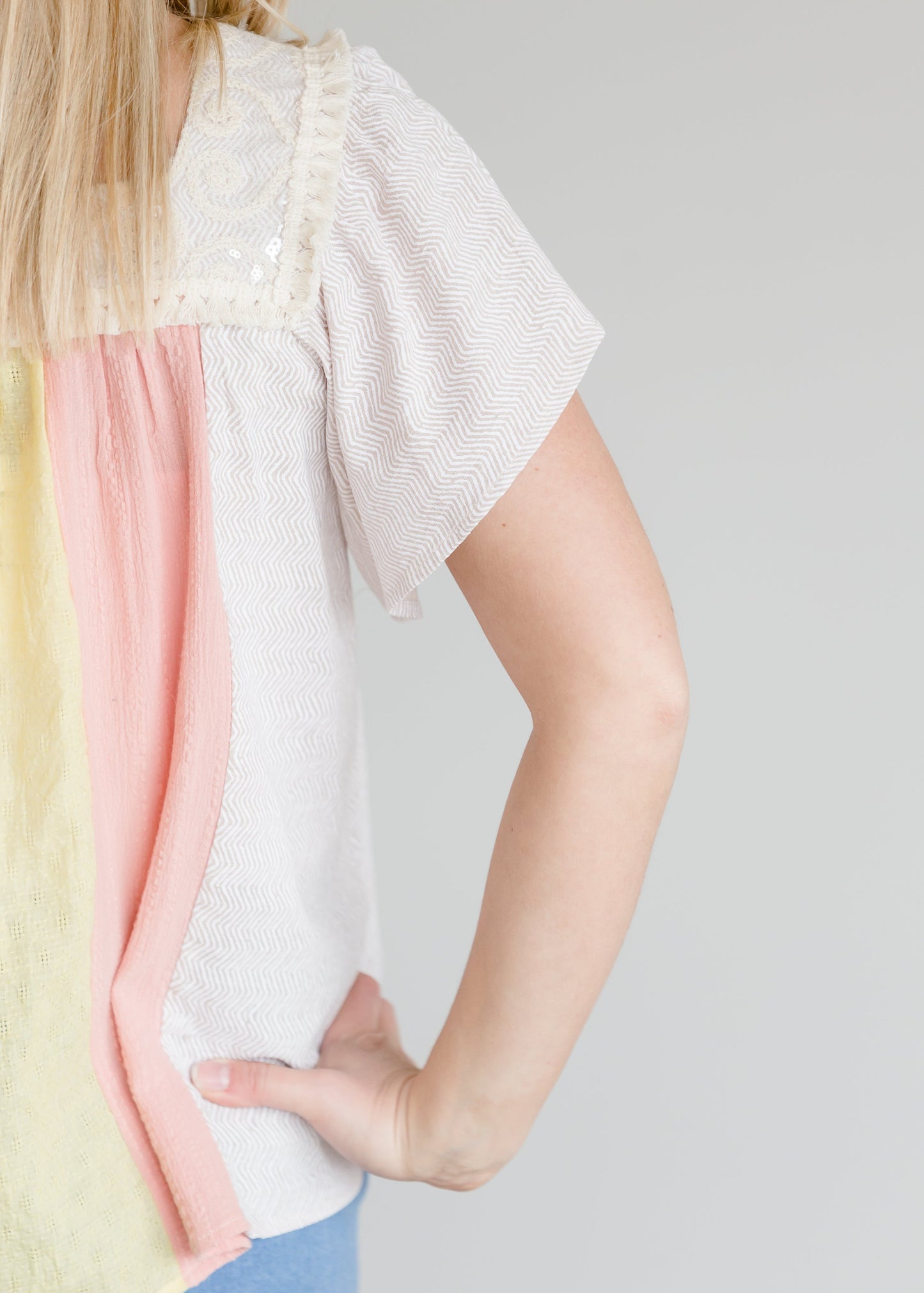 Color Block Mixed Media Top - FINAL SALE Tops