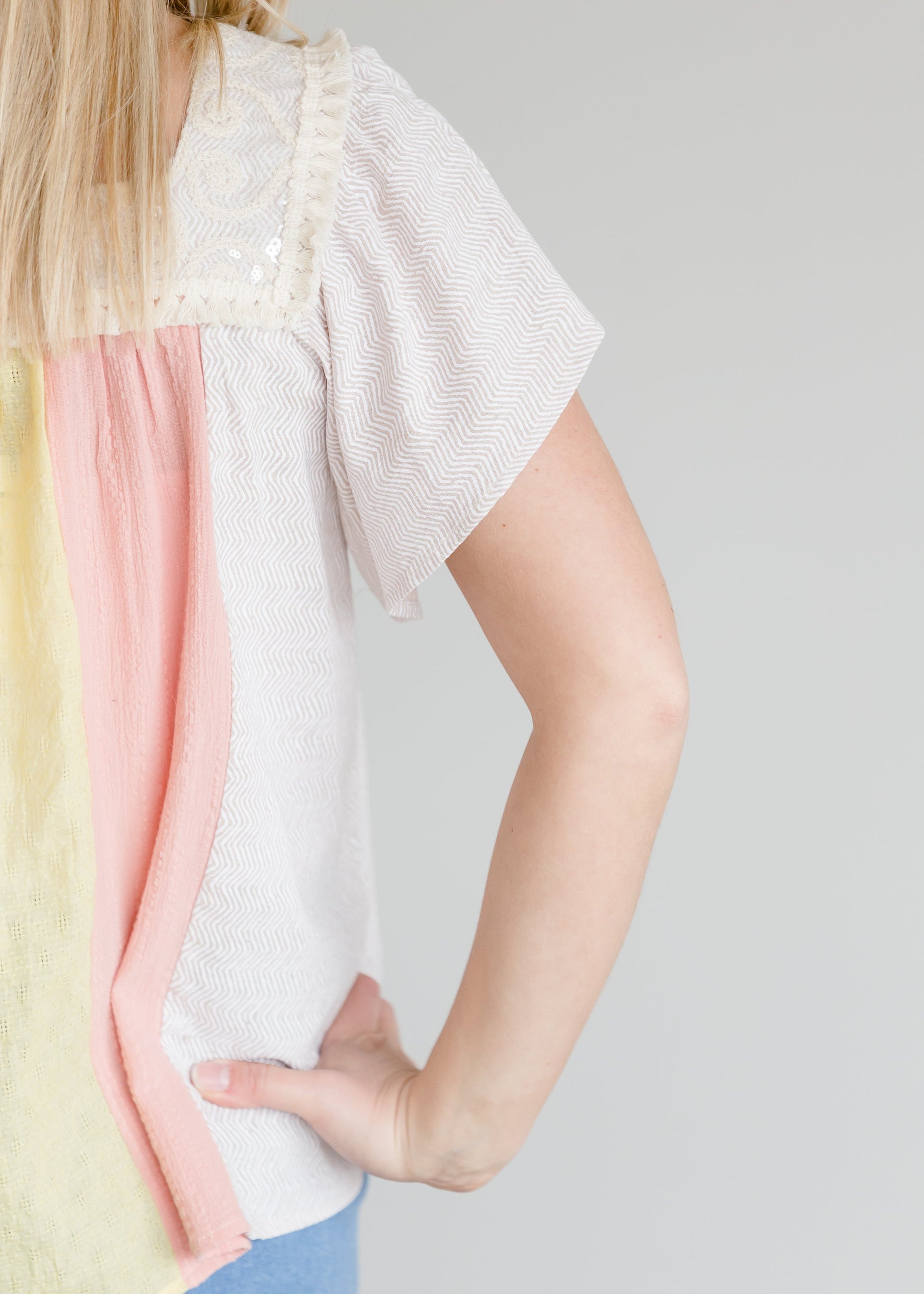 Color Block Mixed Media Top - FINAL SALE Tops