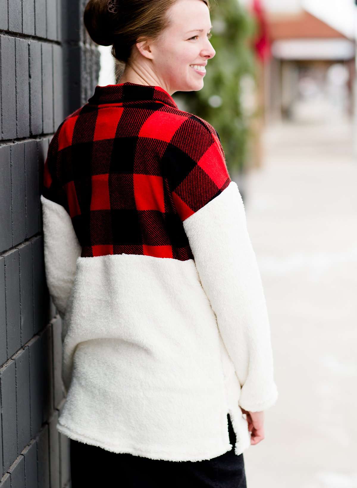 Color Block Sherpa Sweater Tops