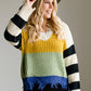 Color Block Slouch Raw Hem Sweater - FINAL SALE Tops