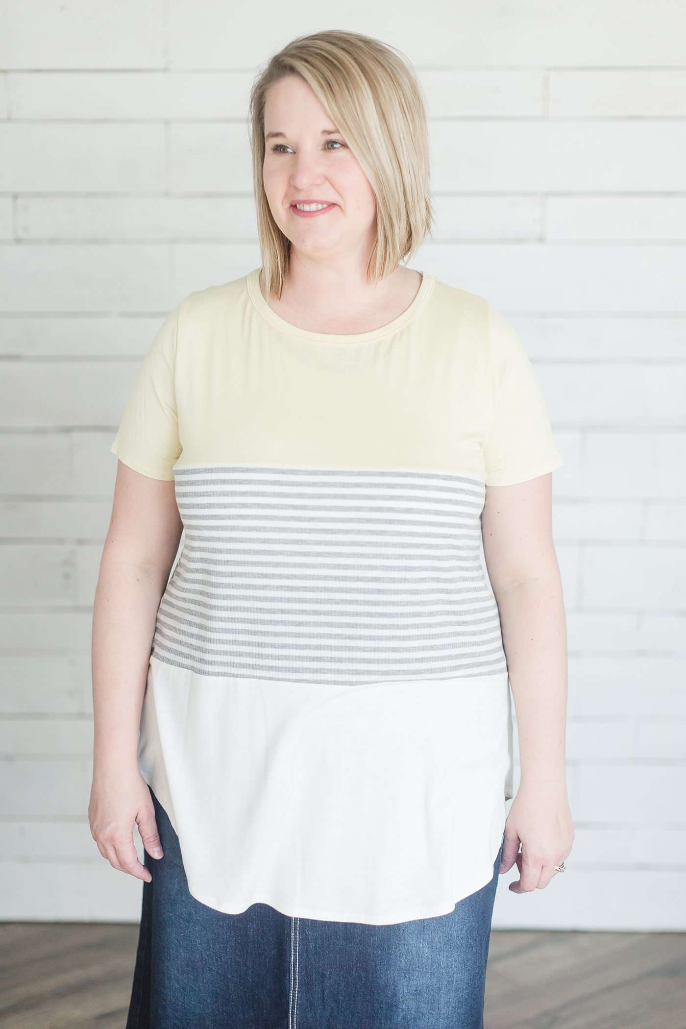Color Block Striped Tee Tops