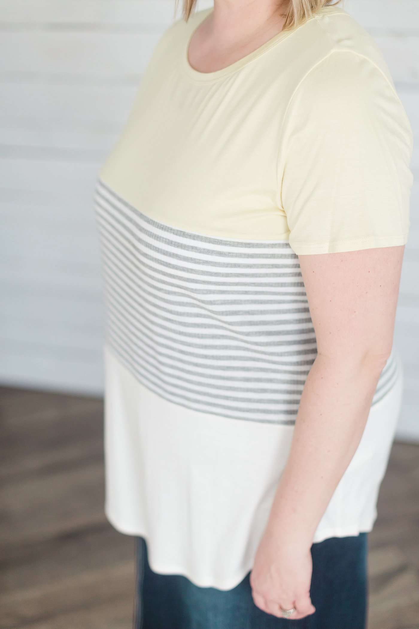 Color Block Striped Tee Tops