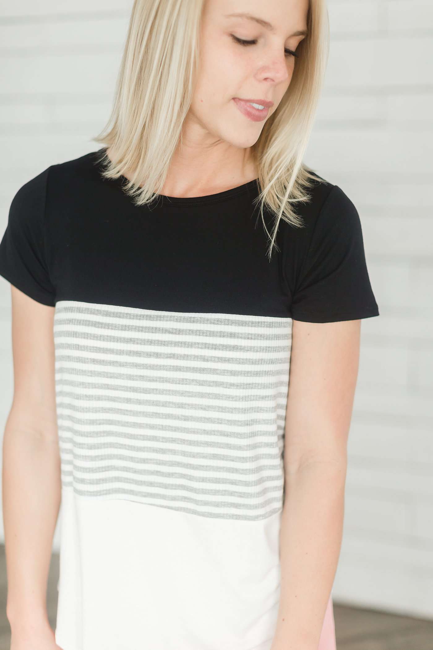 Color Block Striped Tee Tops