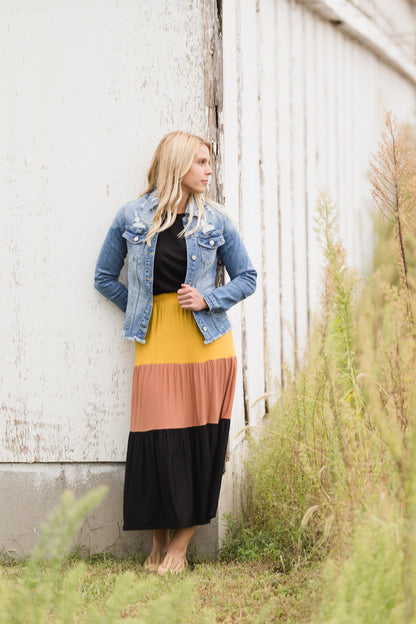 Color Block Tiered Midi Skirt - FINAL SALE Skirts
