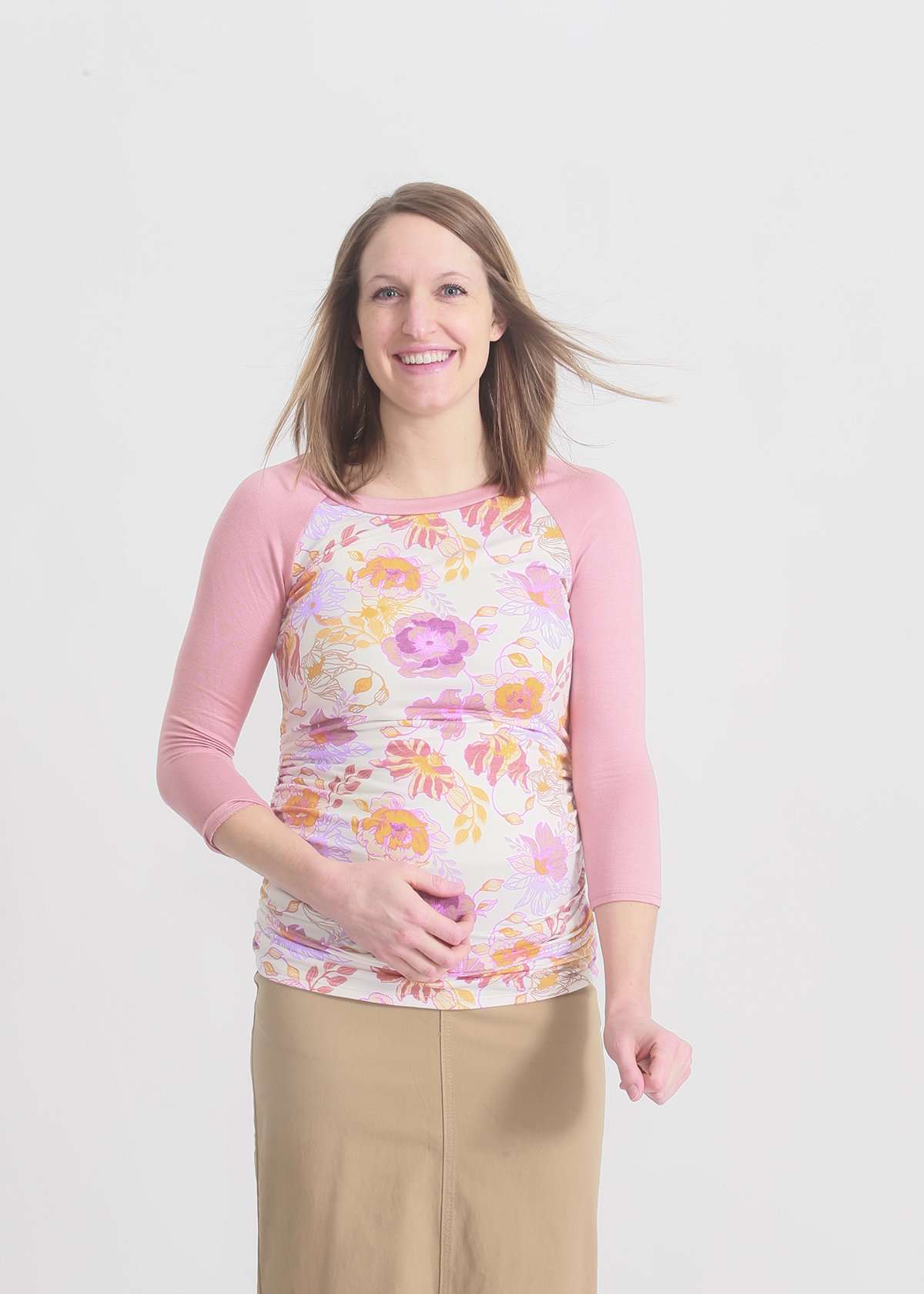 blush floral maternity top