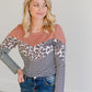 Colorblock Crewneck Animal Print Knit Top - FINAL SALE Tops