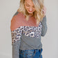 Colorblock Crewneck Animal Print Knit Top - FINAL SALE Tops