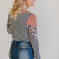 Colorblock Crewneck Animal Print Knit Top - FINAL SALE Tops