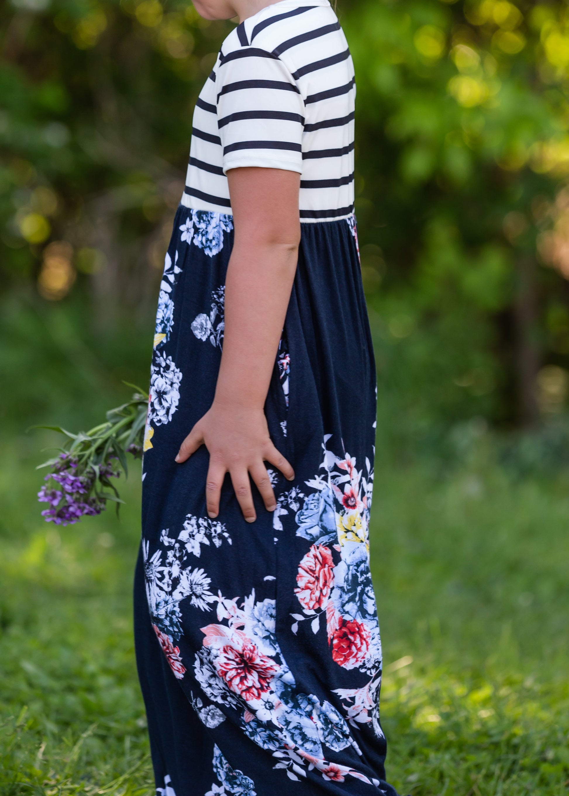Colorblock Floral and Stripe Maxi Dress - FINAL SALE Dresses