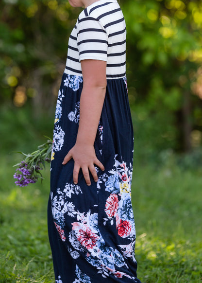 Colorblock Floral and Stripe Maxi Dress - FINAL SALE Dresses