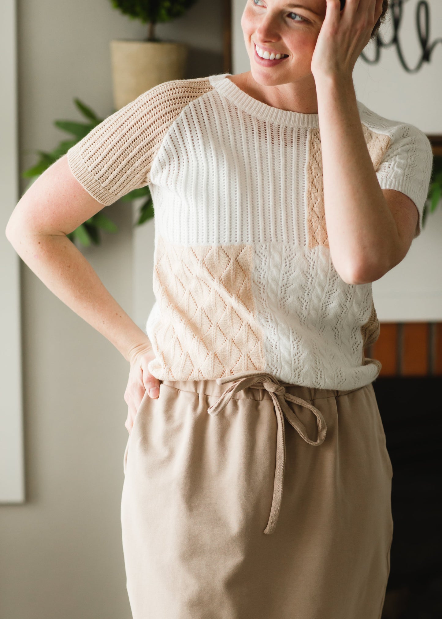 Colorblock Knit Short Sleeve Top - FINAL SALE Tops