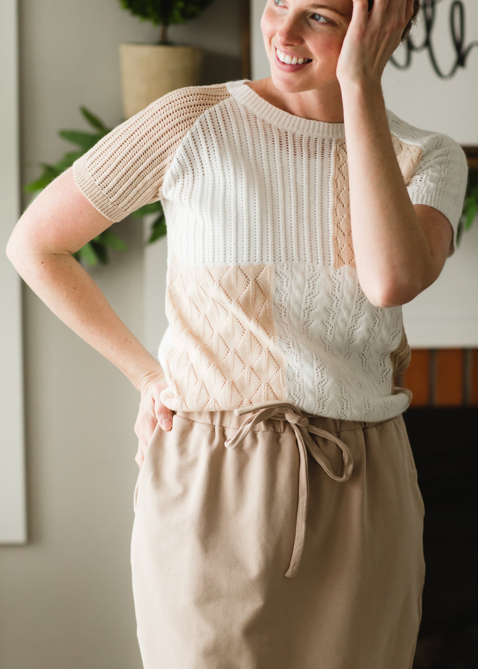 Colorblock Knit Short Sleeve Top - FINAL SALE Tops