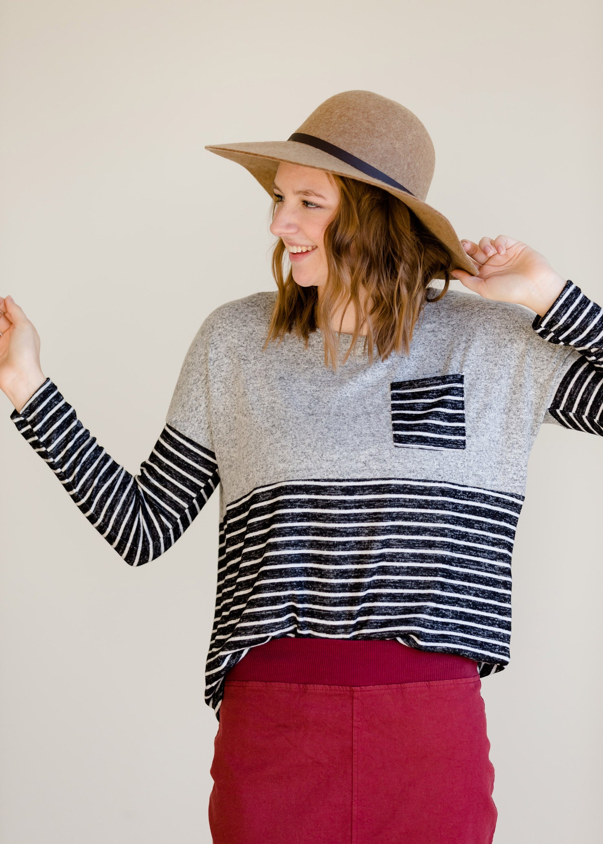 Colorblock Long Sleeve Striped Top - FINAL SALE Tops