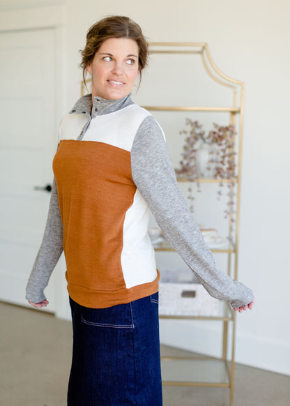 Colorblock Pullover Sweater Tops Doe & Rae