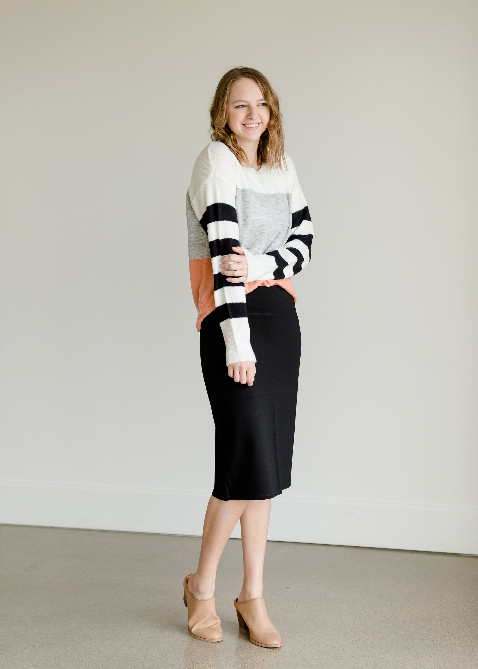 Colorblock Striped Knit Sweater-FINAL SALE Tops
