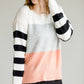Colorblock Striped Knit Sweater-FINAL SALE Tops