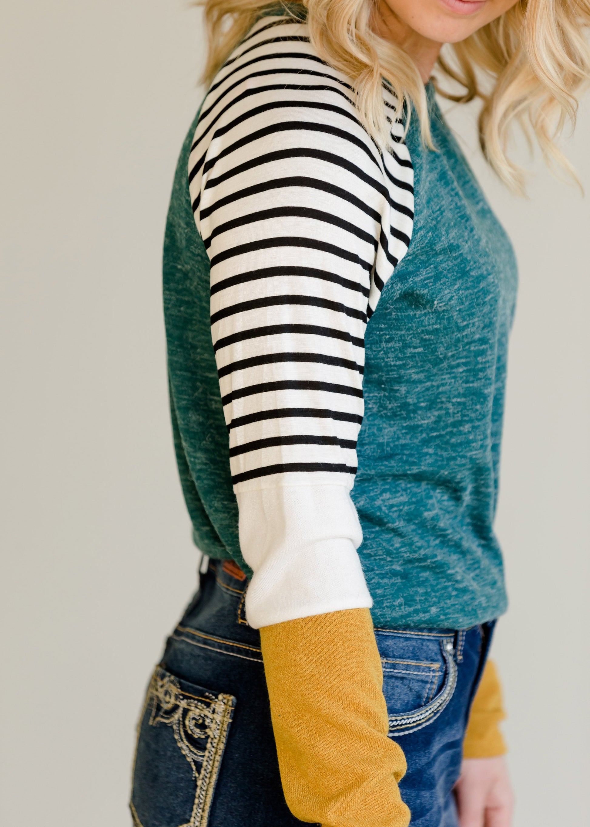 Colorblock Striped Raglan Top - FINAL SALE Tops