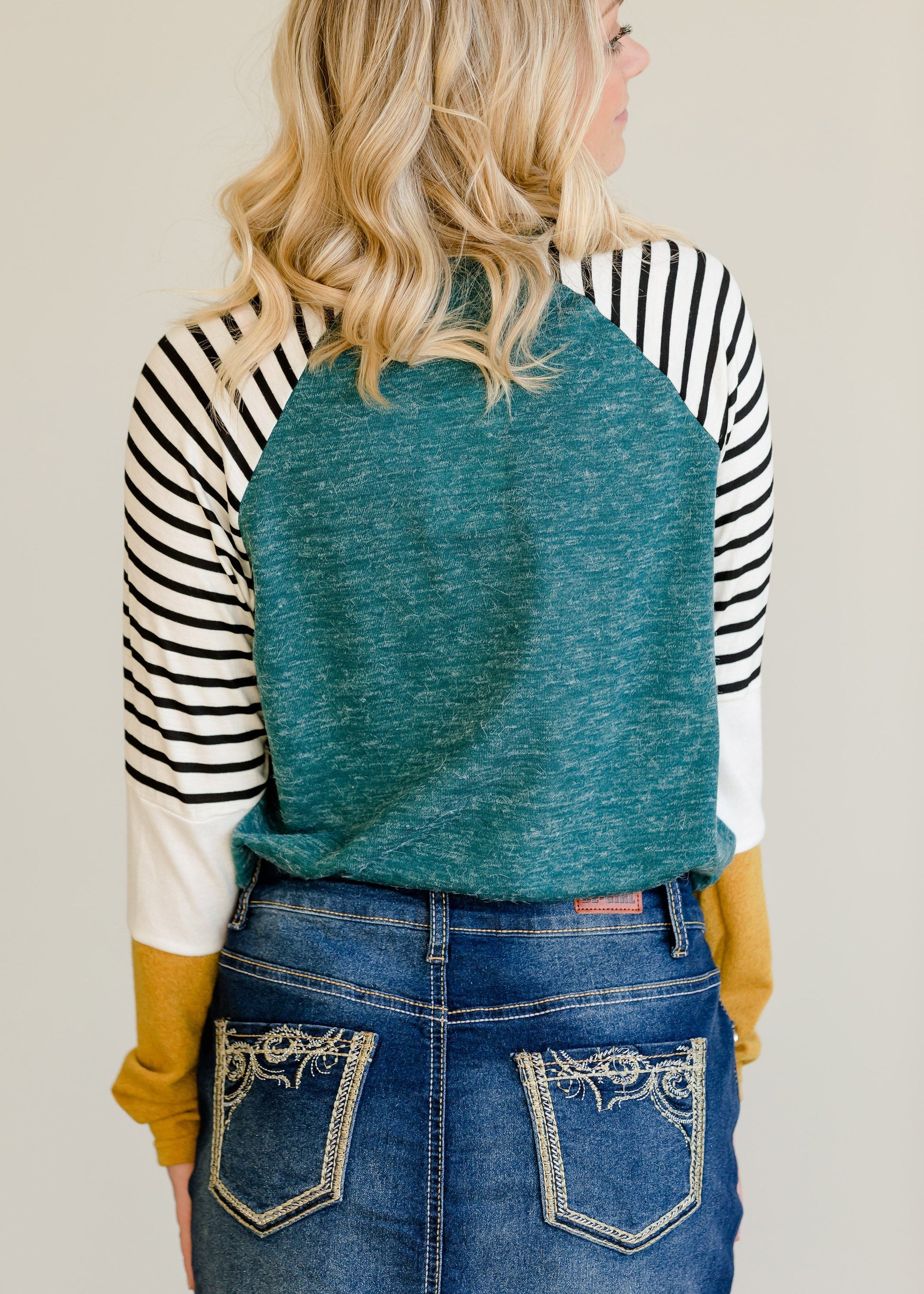 Colorblock Striped Raglan Top - FINAL SALE Tops