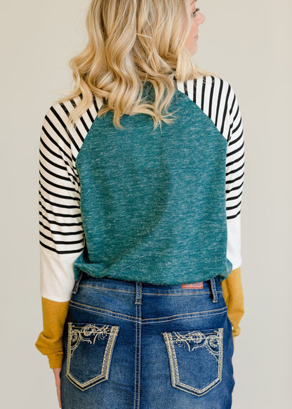 Colorblock Striped Raglan Top - FINAL SALE Tops
