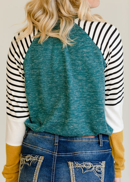 Colorblock Striped Raglan Top - FINAL SALE Tops