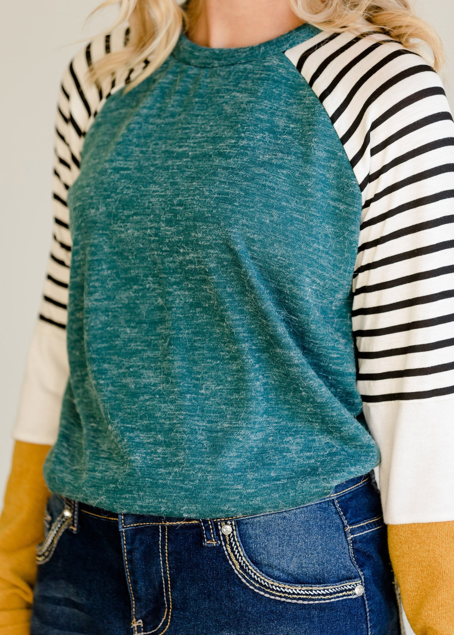 Colorblock Striped Raglan Top - FINAL SALE Tops