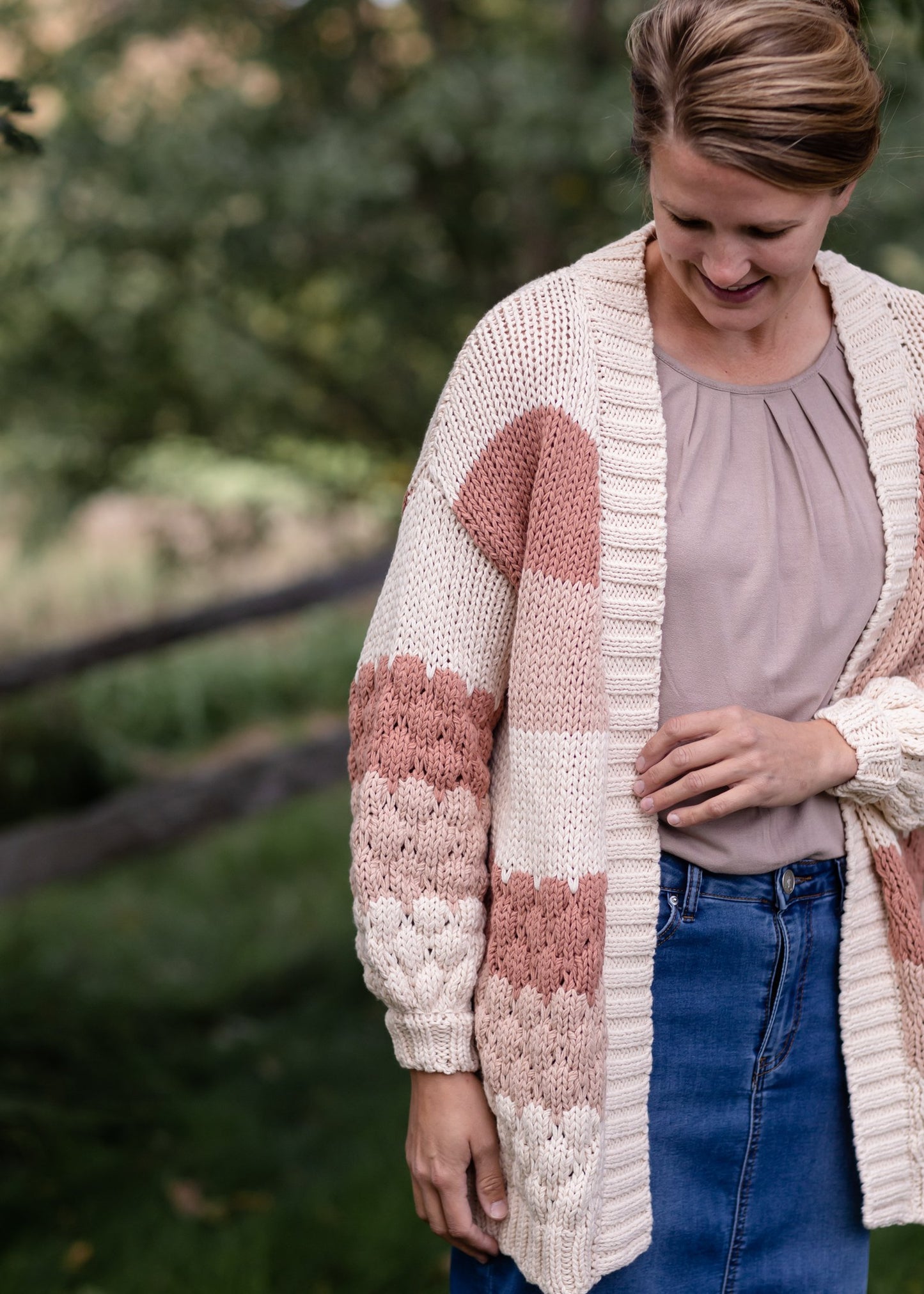 Colorblock Textured Sweater Knit Cardigan Tops Polagram