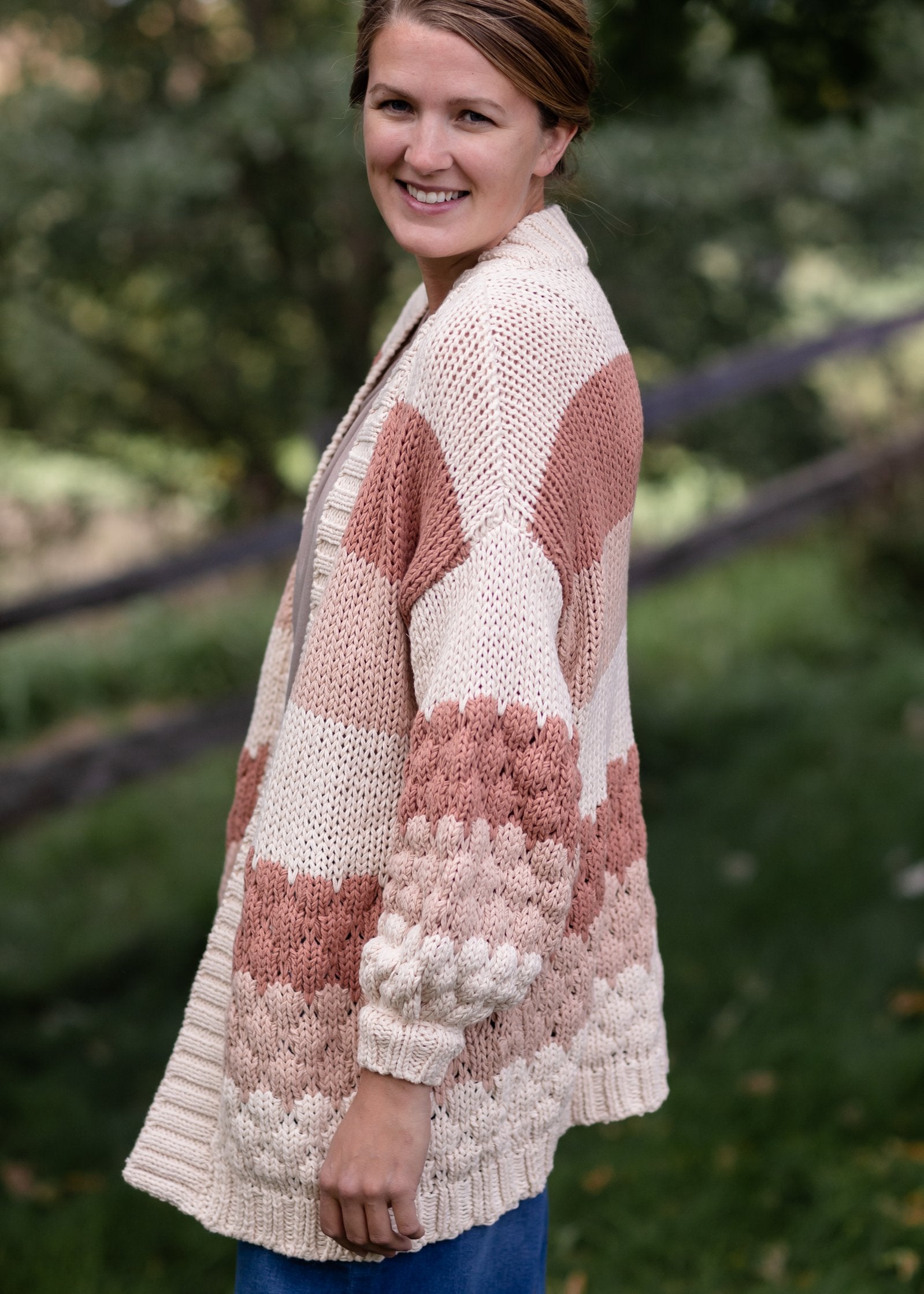 Colorblock Textured Sweater Knit Cardigan Tops Polagram