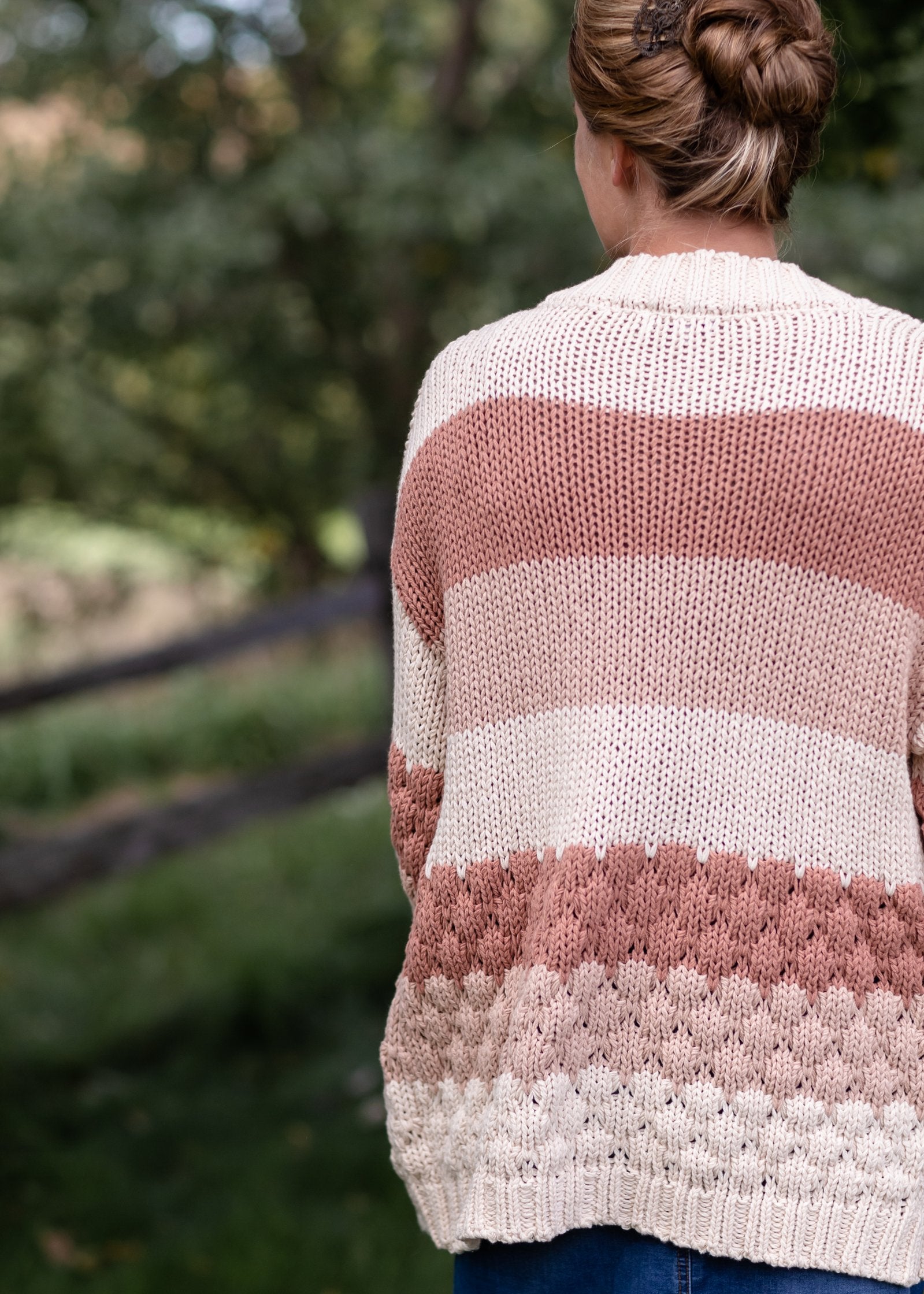 Colorblock Textured Sweater Knit Cardigan Tops Polagram