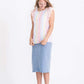 modest vertical rainbow striped ruffle layering tee