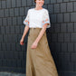 khaki a-line long skirt