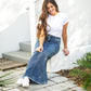 Coming Soon! Dakotah Raw Hem Long Denim Skirt Skirts
