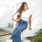 Coming Soon! Dakotah Raw Hem Long Denim Skirt Skirts