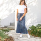 Coming Soon! Dakotah Raw Hem Long Denim Skirt Skirts