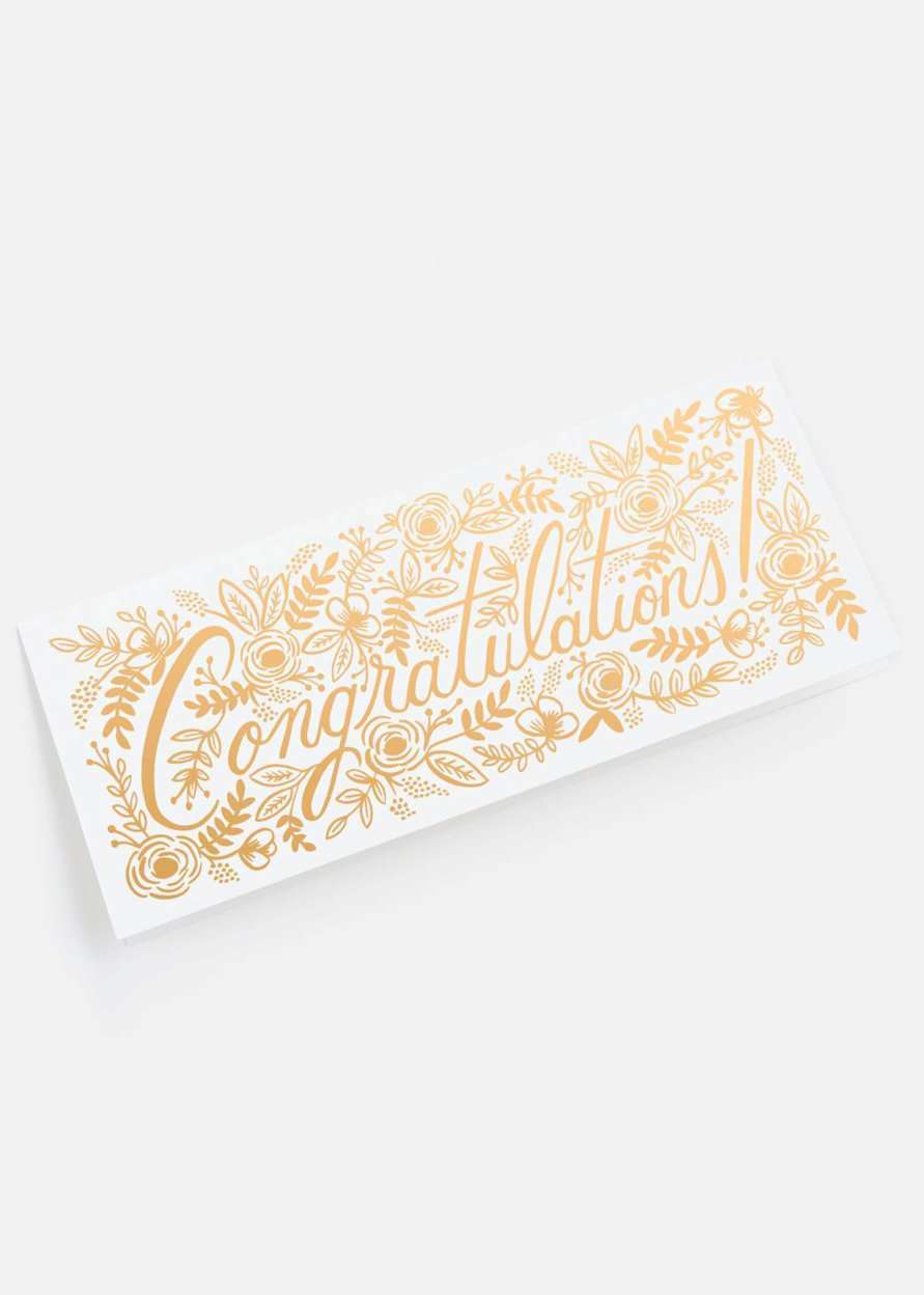 Modest and affordable gold foil congratulations card