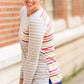 ladies long sleeve multi color striped contrast top