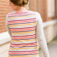 ladies long sleeve multi color striped contrast top