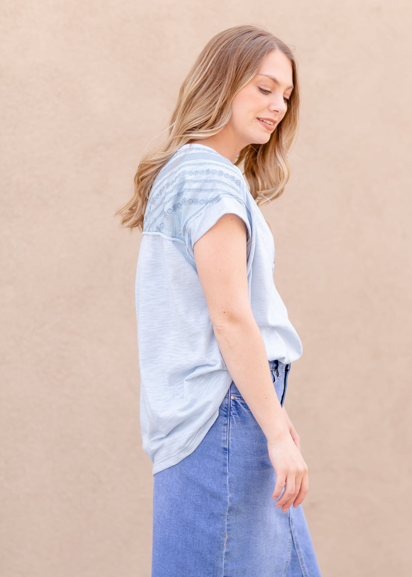 Contrast Short Sleeve Top Tops