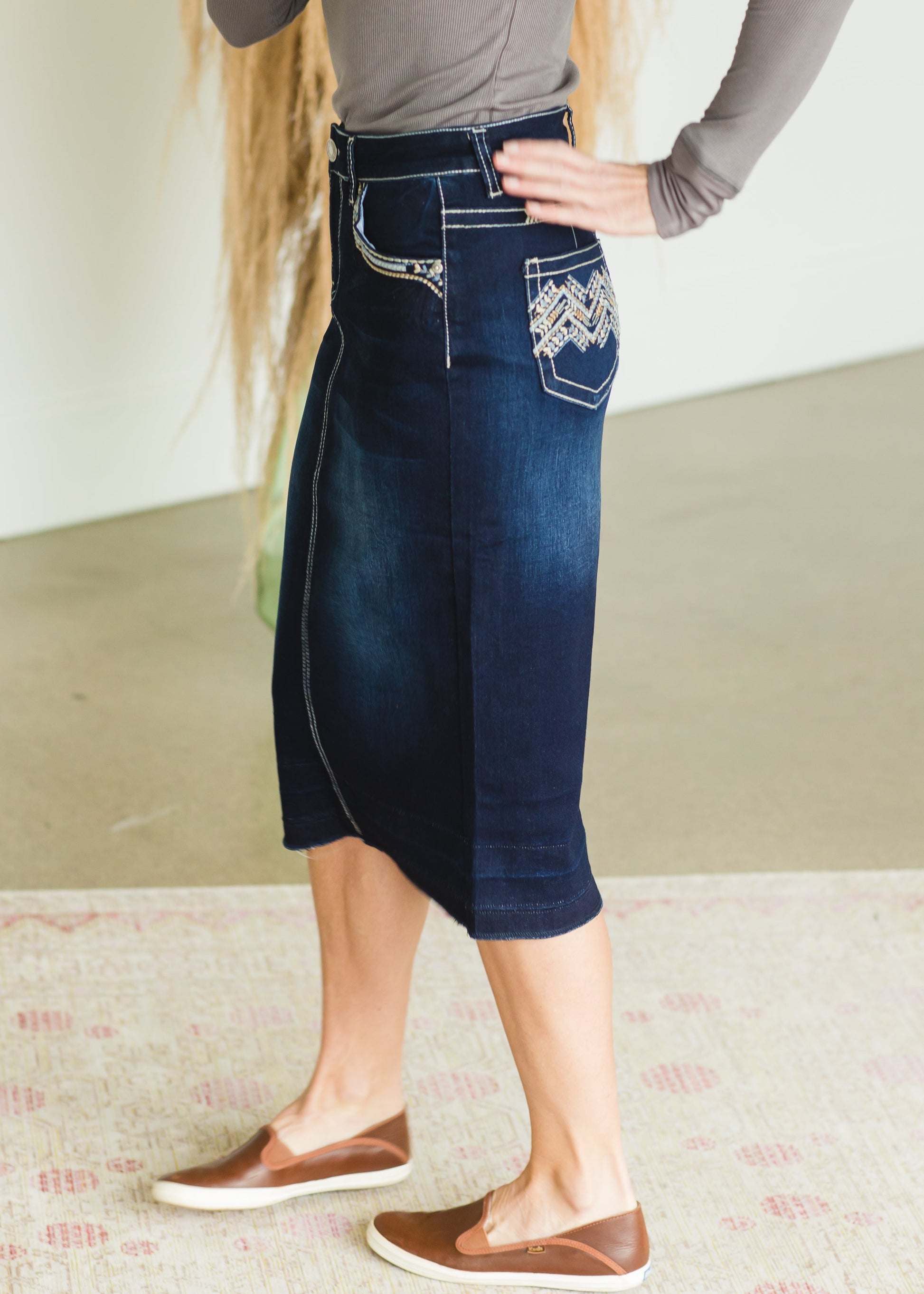 Contrast Stitch Blue Jean Skirt - FINAL SALE Skirts